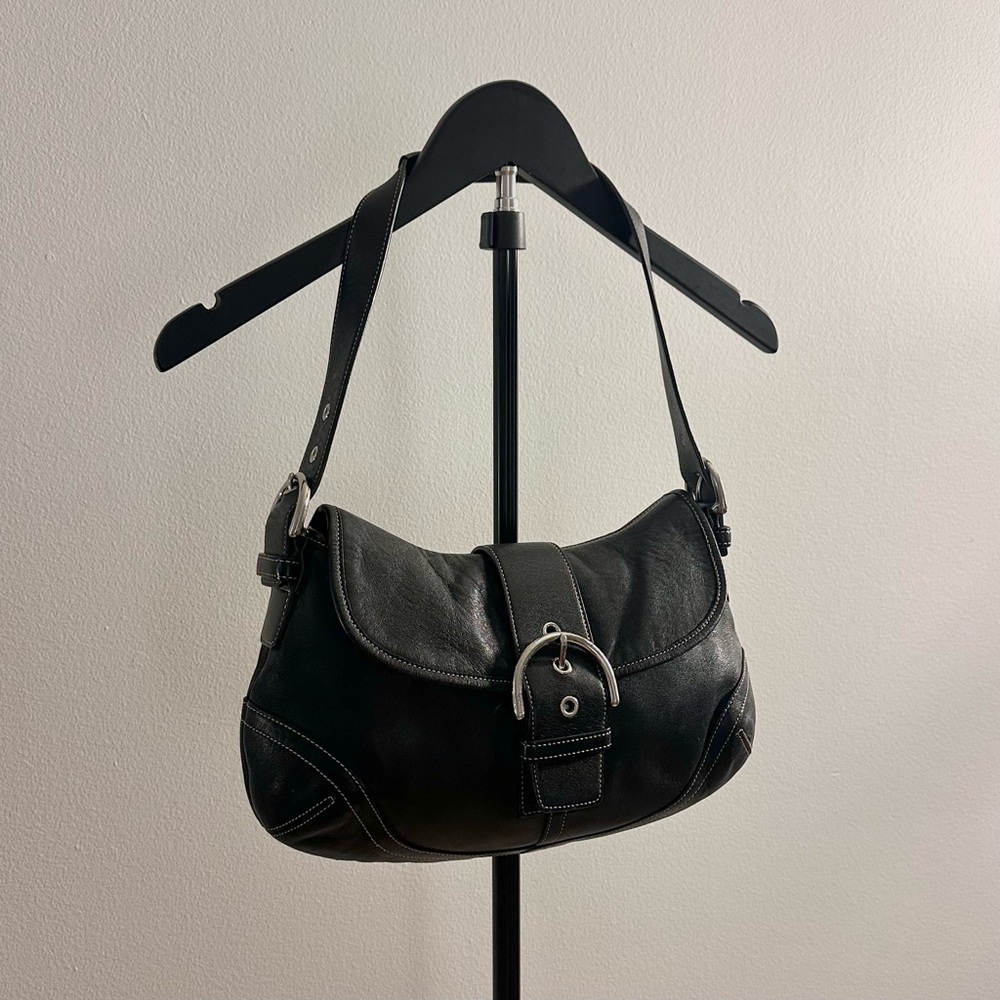Vintage Y2K Coach Soho 9248 Black Leather Shoulder Bag Large Size - Picture 3 of 10